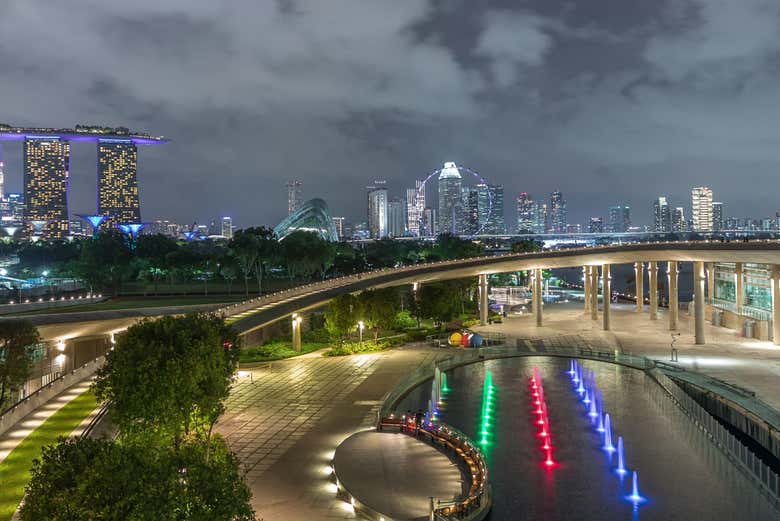 Panorámica de Singapur de noche